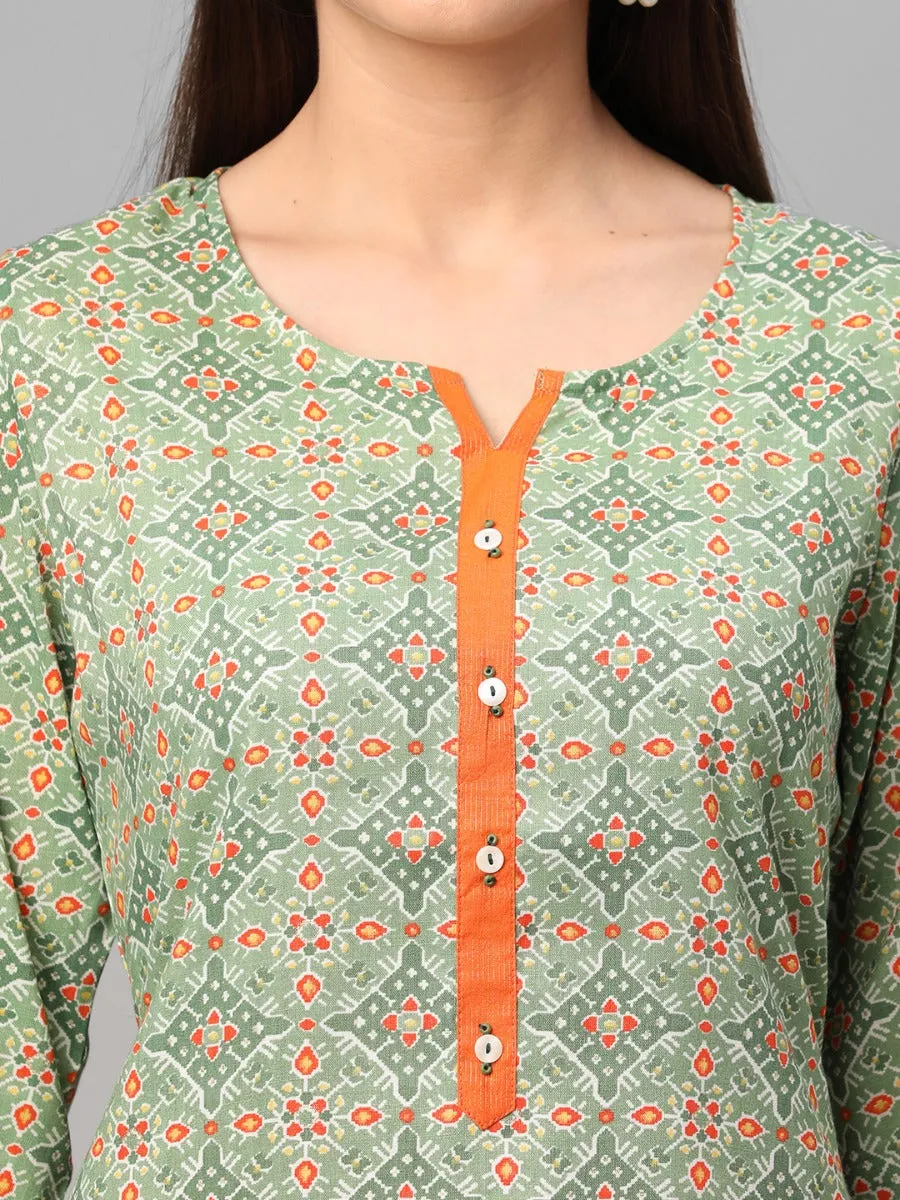 Green Floral Printed Kurta