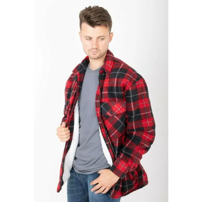 Hazy Blue Mens Baxter Sherpa Lumberjack Fleece Shirt