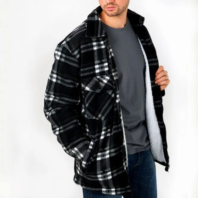 Hazy Blue Mens Baxter Sherpa Lumberjack Fleece Shirt