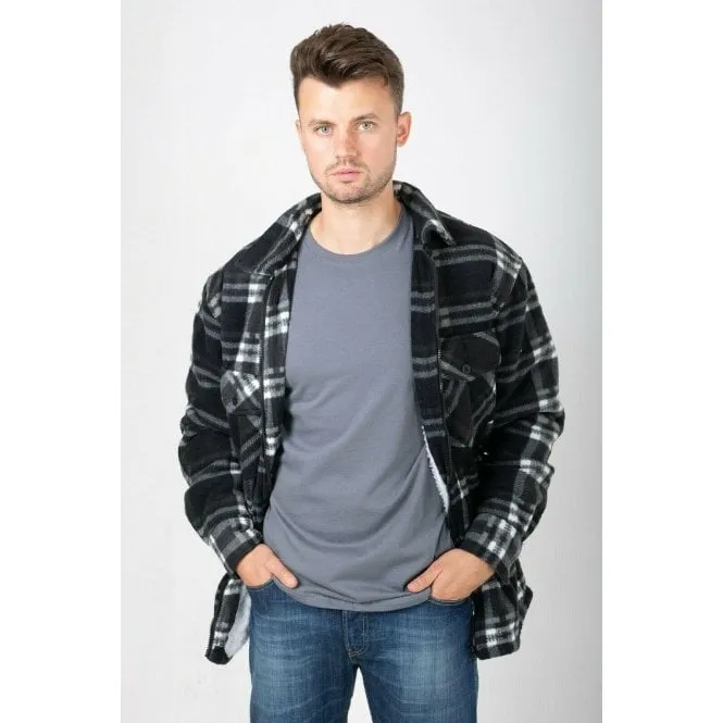 Hazy Blue Mens Baxter Sherpa Lumberjack Fleece Shirt