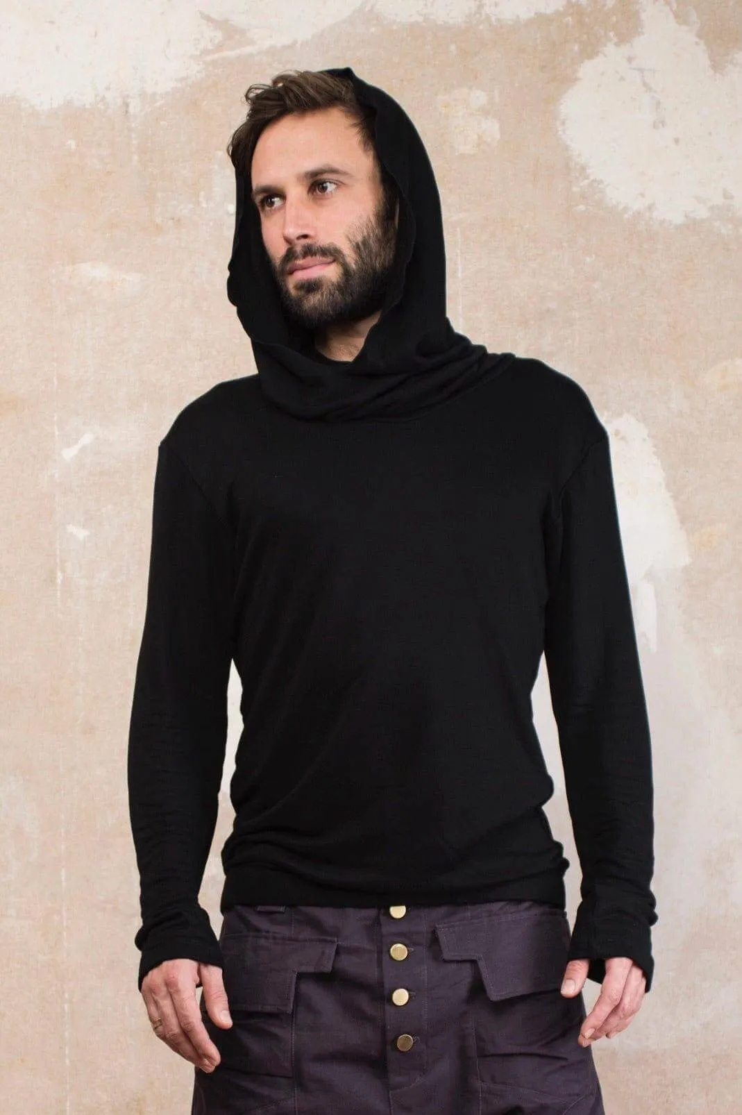 ILTA BLACK - Cowl Neck Organic Cotton Hoodie