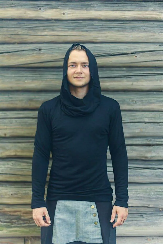 ILTA BLACK - Cowl Neck Organic Cotton Hoodie