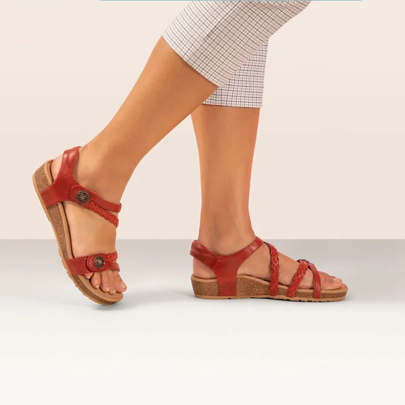 Jillian Braided Quarter Strap Sandal Red