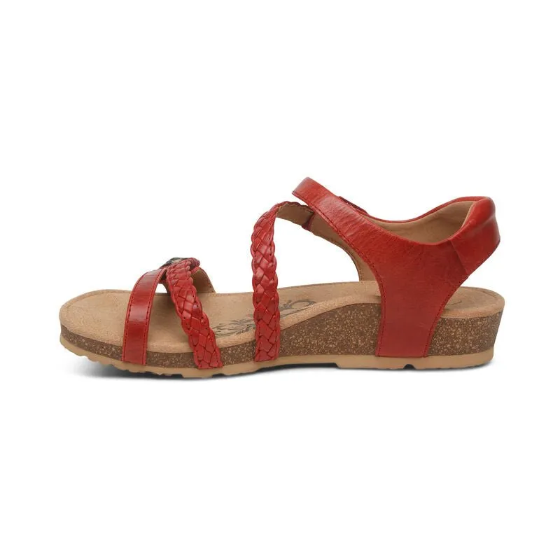 Jillian Braided Quarter Strap Sandal Red