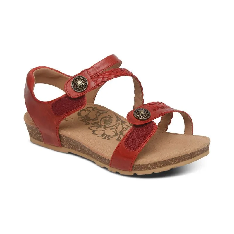 Jillian Braided Quarter Strap Sandal Red