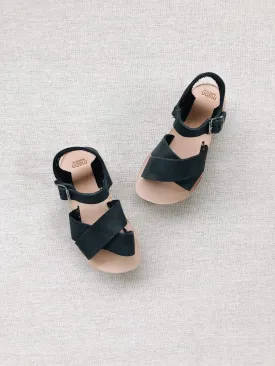 kids' criss-cross leather sandals in chalkboard