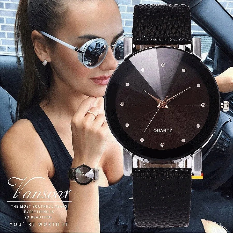 Leather Strap Luxury Brand Casual Simple Watch For Women