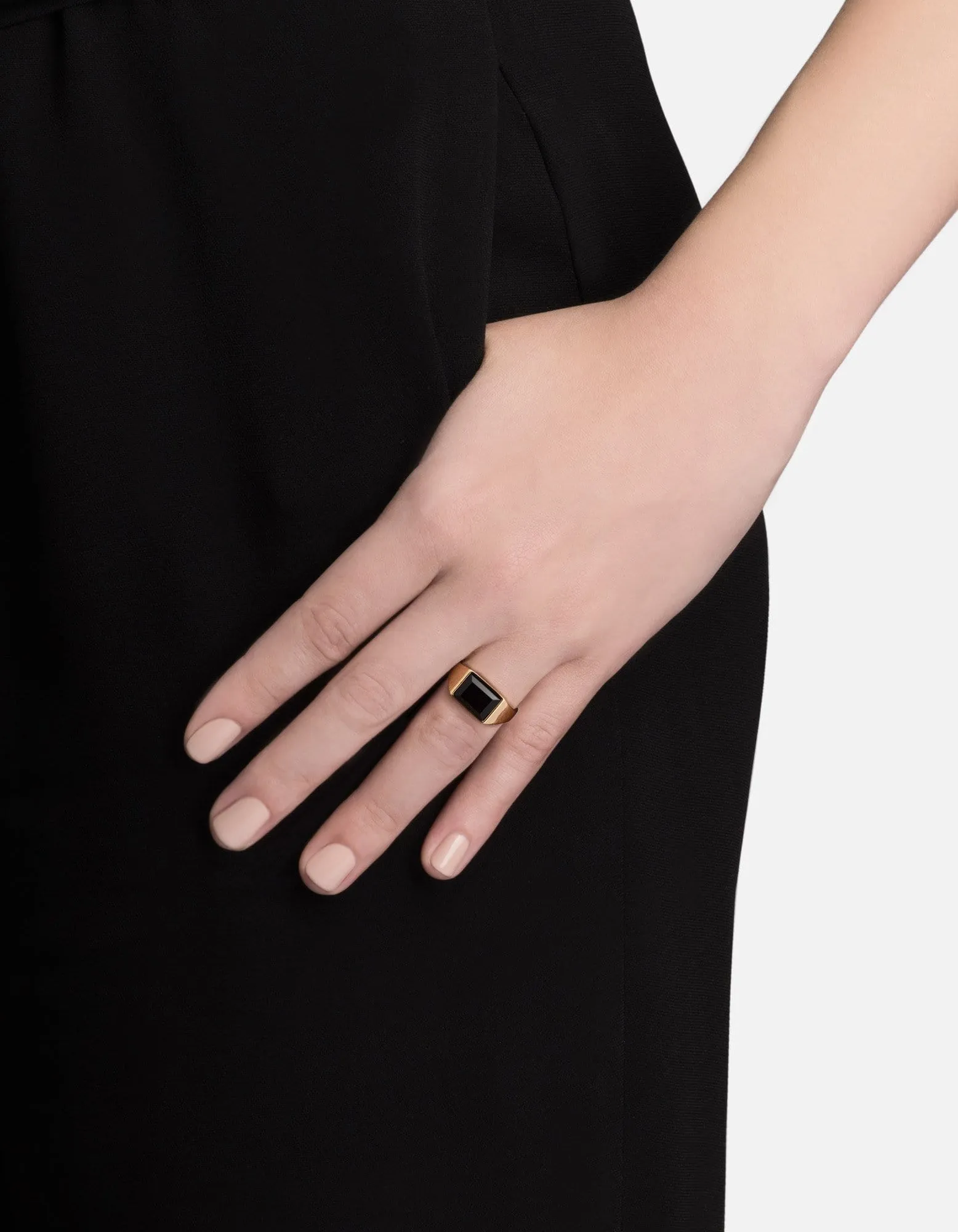 Lennox Onyx Ring, Gold Vermeil