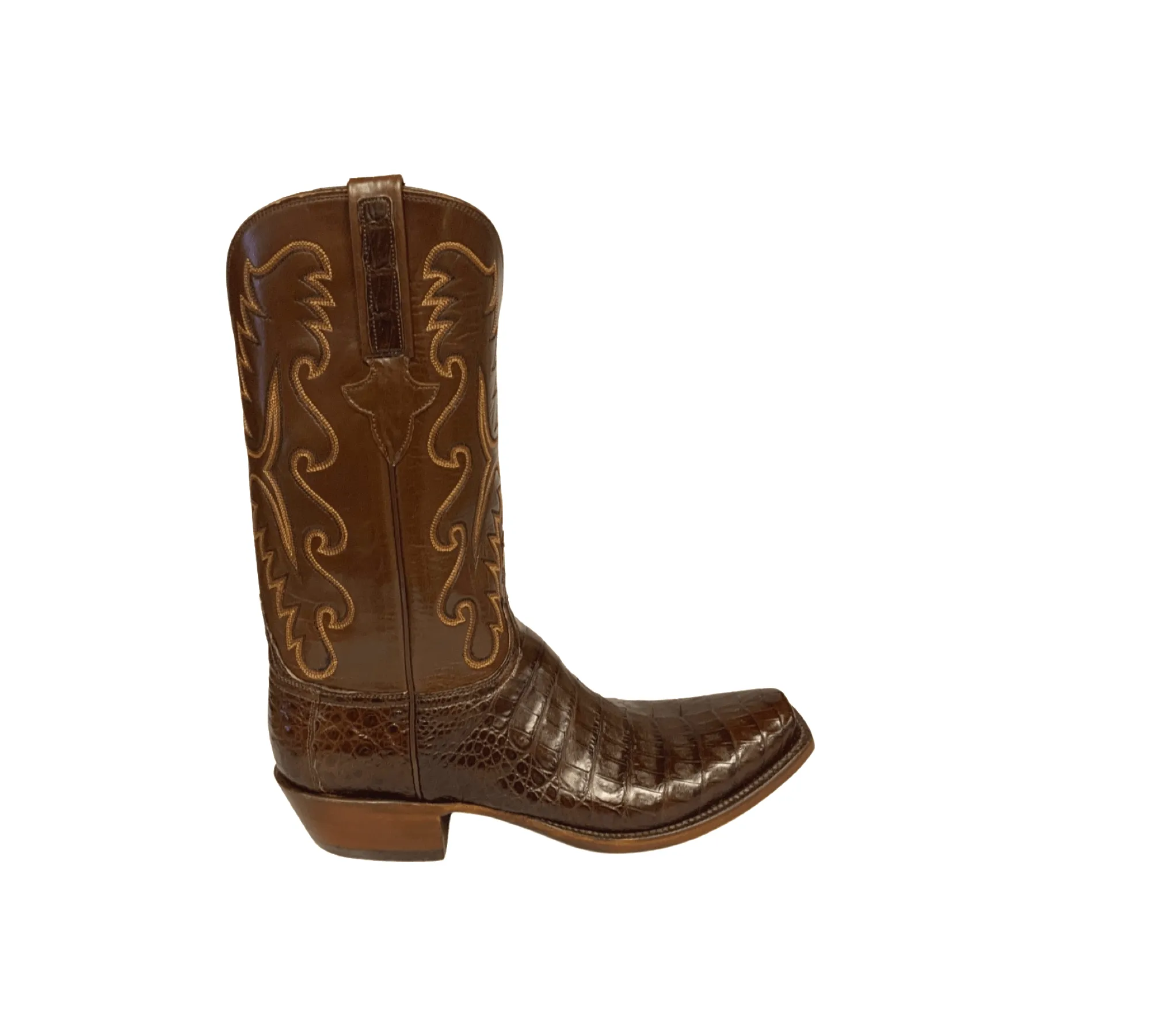 Lucchese Classic Cowboy Boots 2144.73 Sienna Caiman Belly Antique Brown