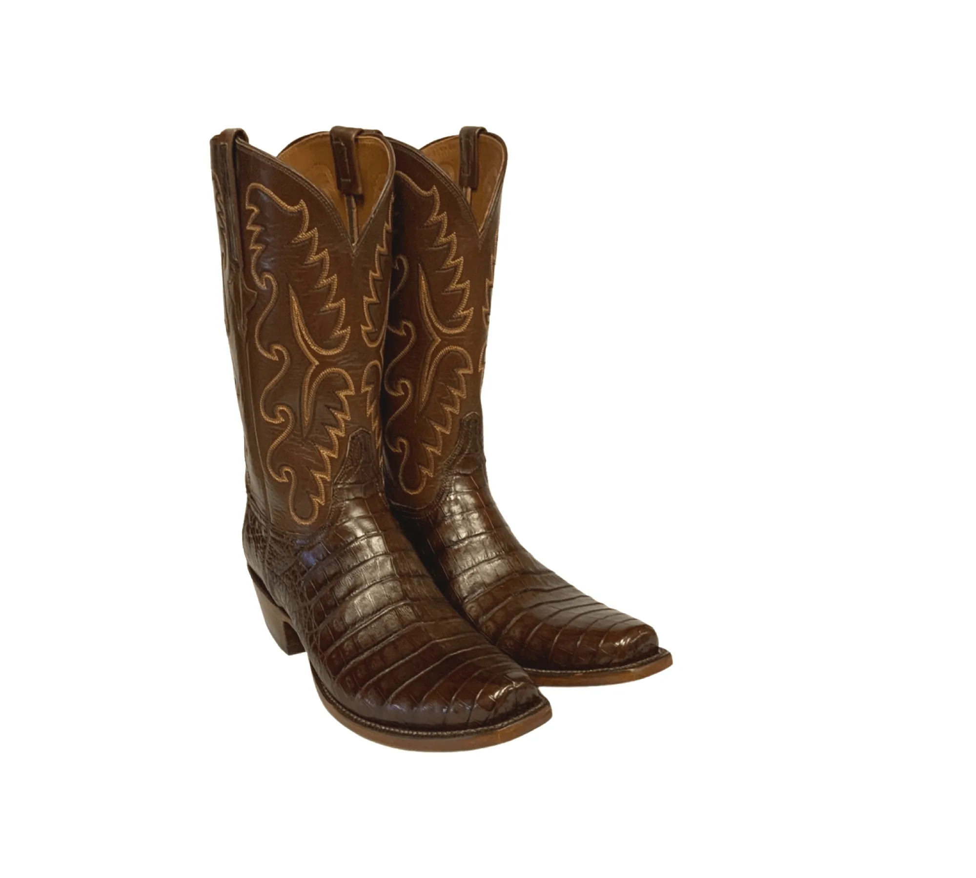 Lucchese Classic Cowboy Boots 2144.73 Sienna Caiman Belly Antique Brown