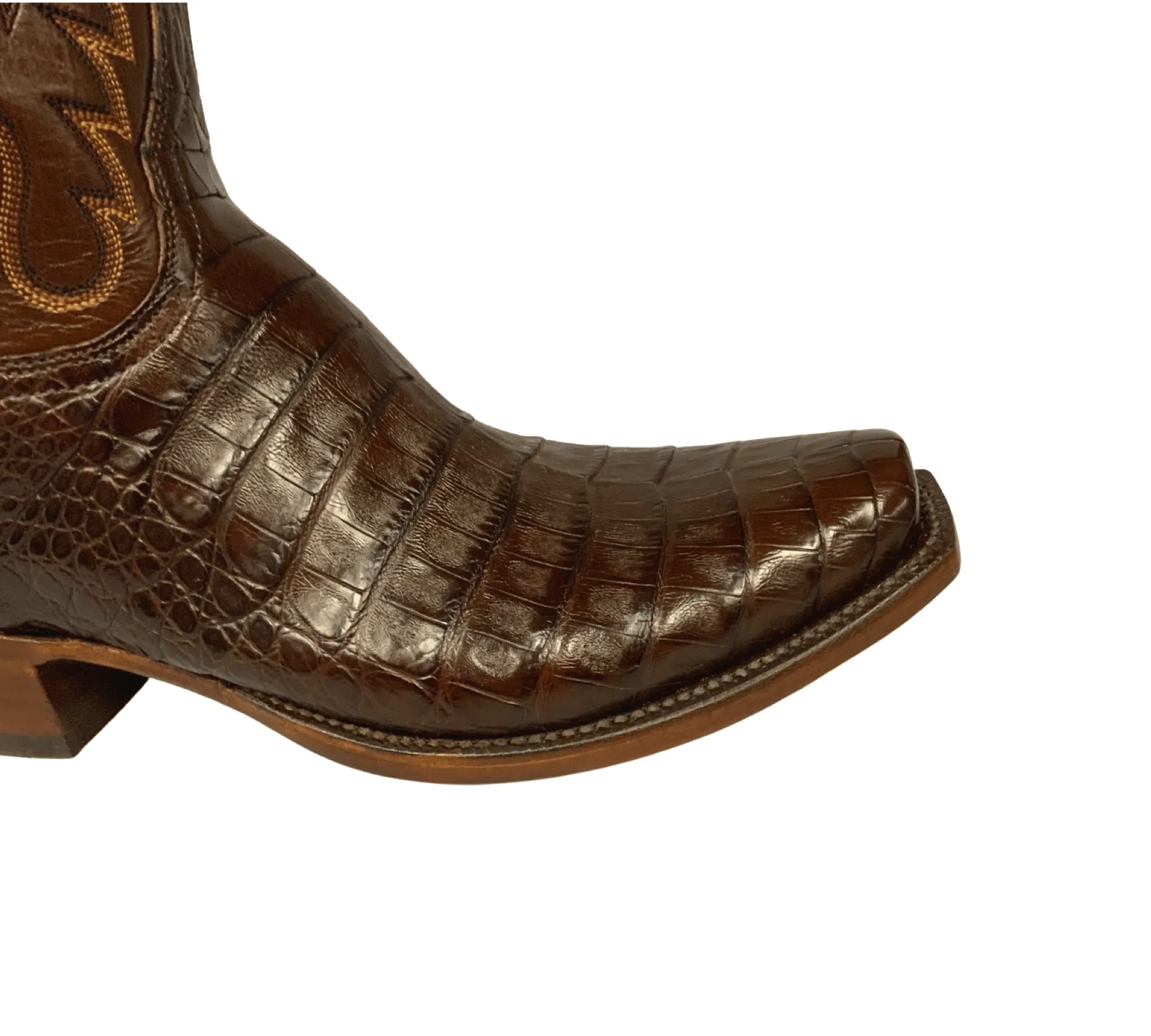 Lucchese Classic Cowboy Boots 2144.73 Sienna Caiman Belly Antique Brown