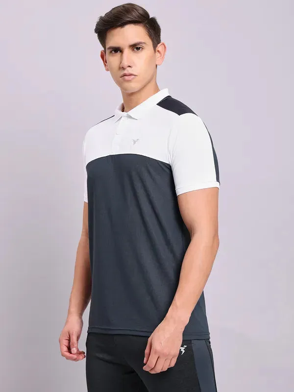 Men Colorblock Slim Fit Polo T-shirt with MATPIQ