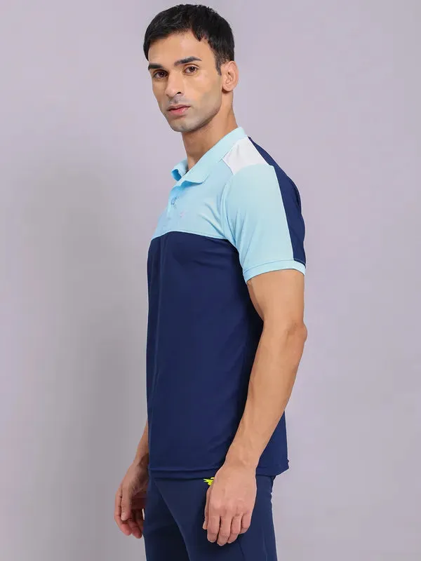 Men Colorblock Slim Fit Polo T-shirt with MATPIQ