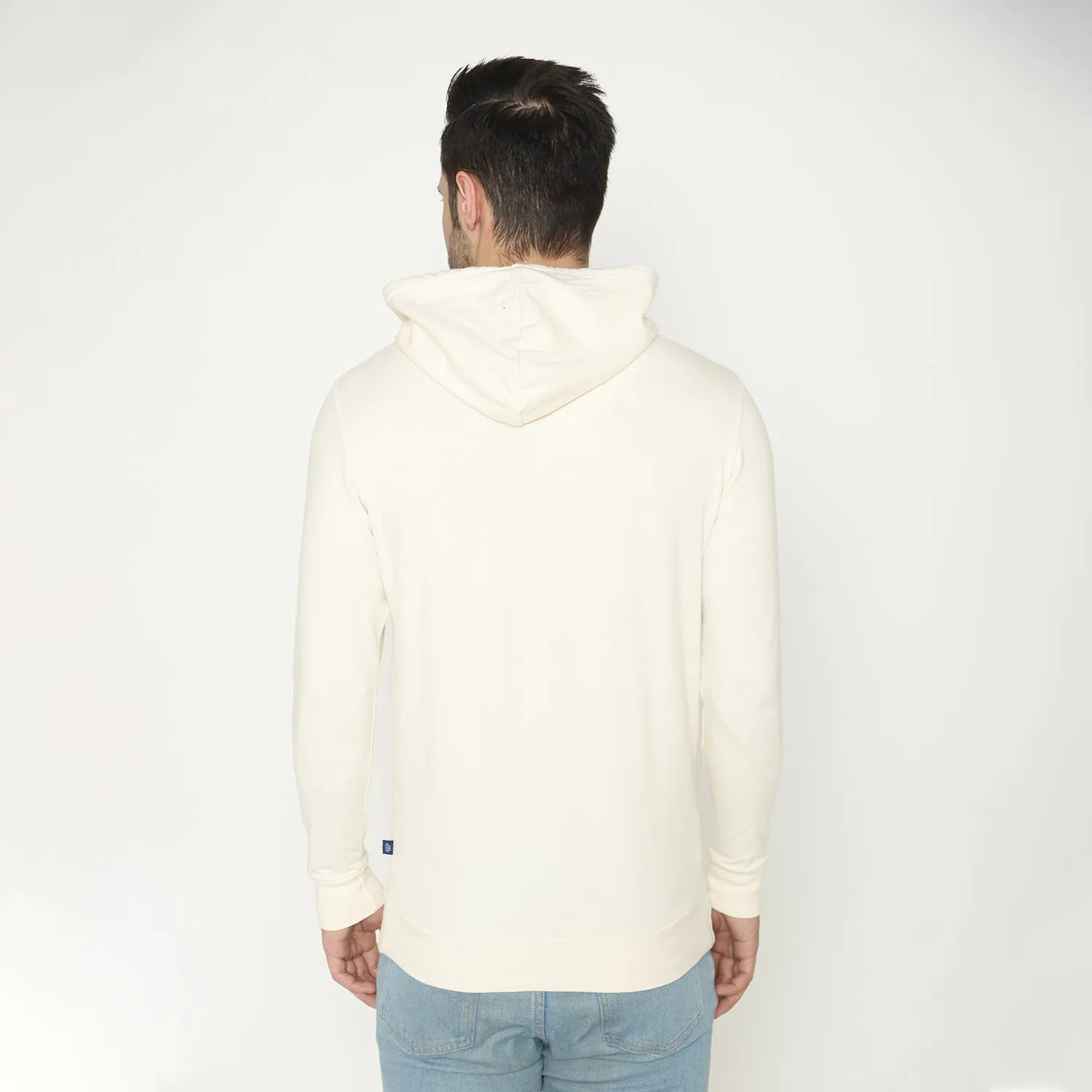 Men's Grey Striped Hoodie Sweatshirt - Off White