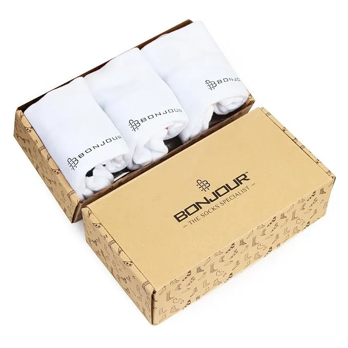 Men's White Cushioned Ankle Sports Socks - Pack of 3