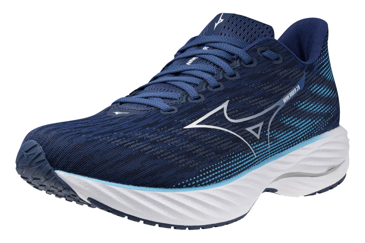 Mizuno Wave Rider 28 2E Estate Blue/White/River Blue Mens