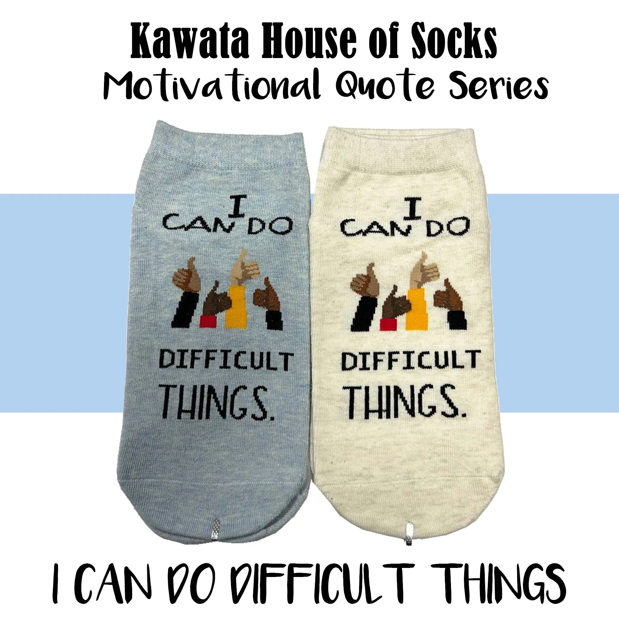 Motivational Quote Series " I Can Do Difficult Things. " Casual Ankle Socks