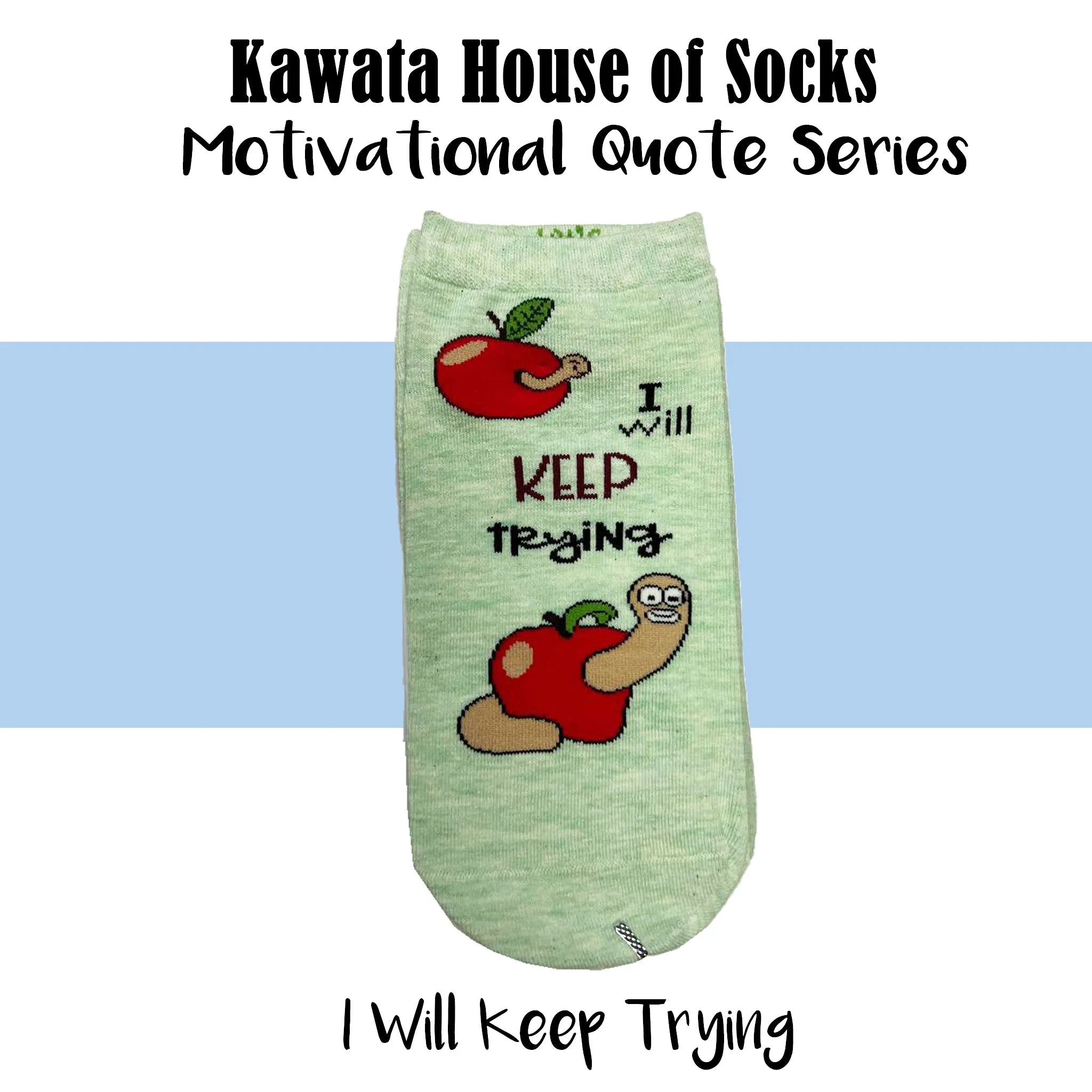 Motivational Quote Series " I Will Keep Trying " Casual Ankle Socks