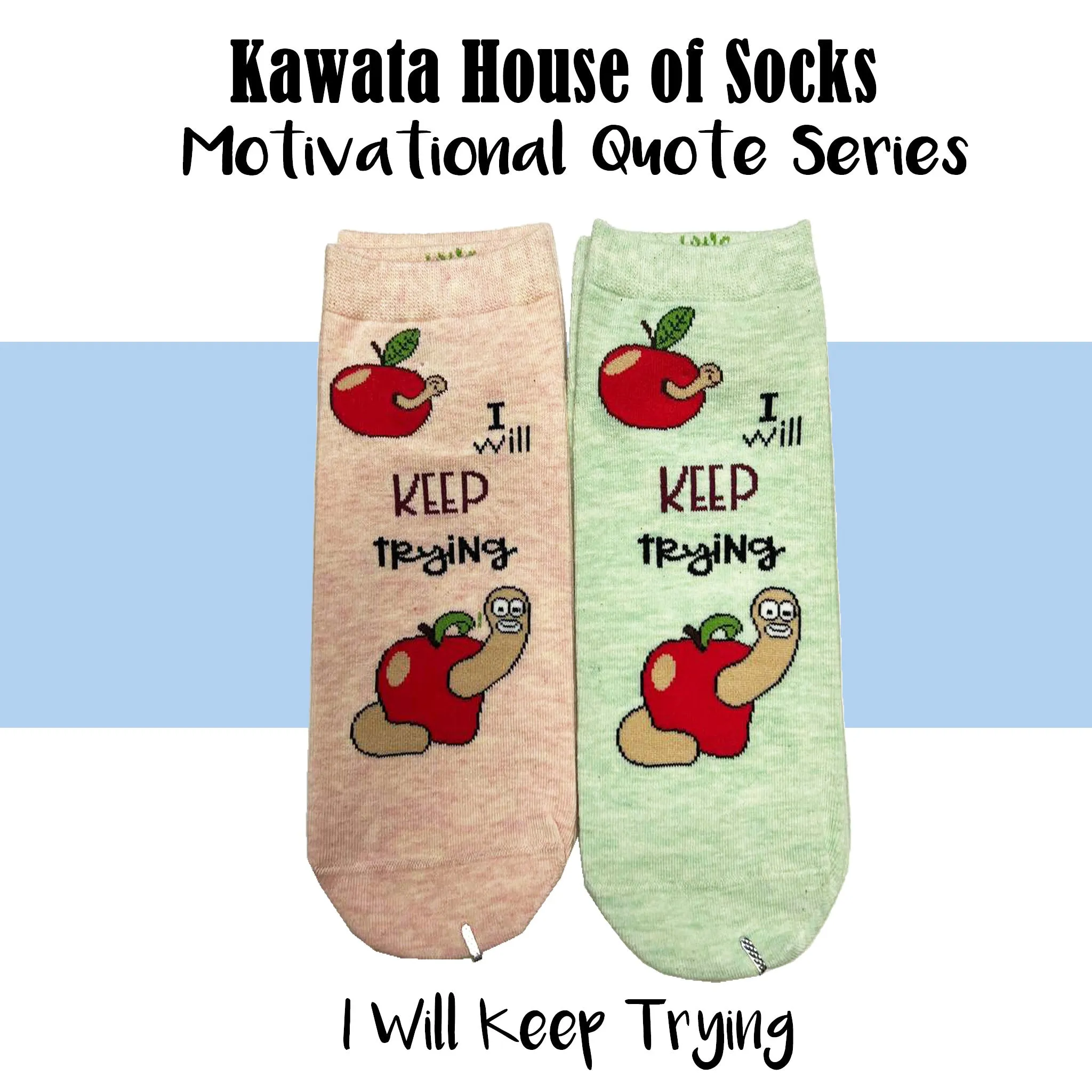 Motivational Quote Series " I Will Keep Trying " Casual Ankle Socks