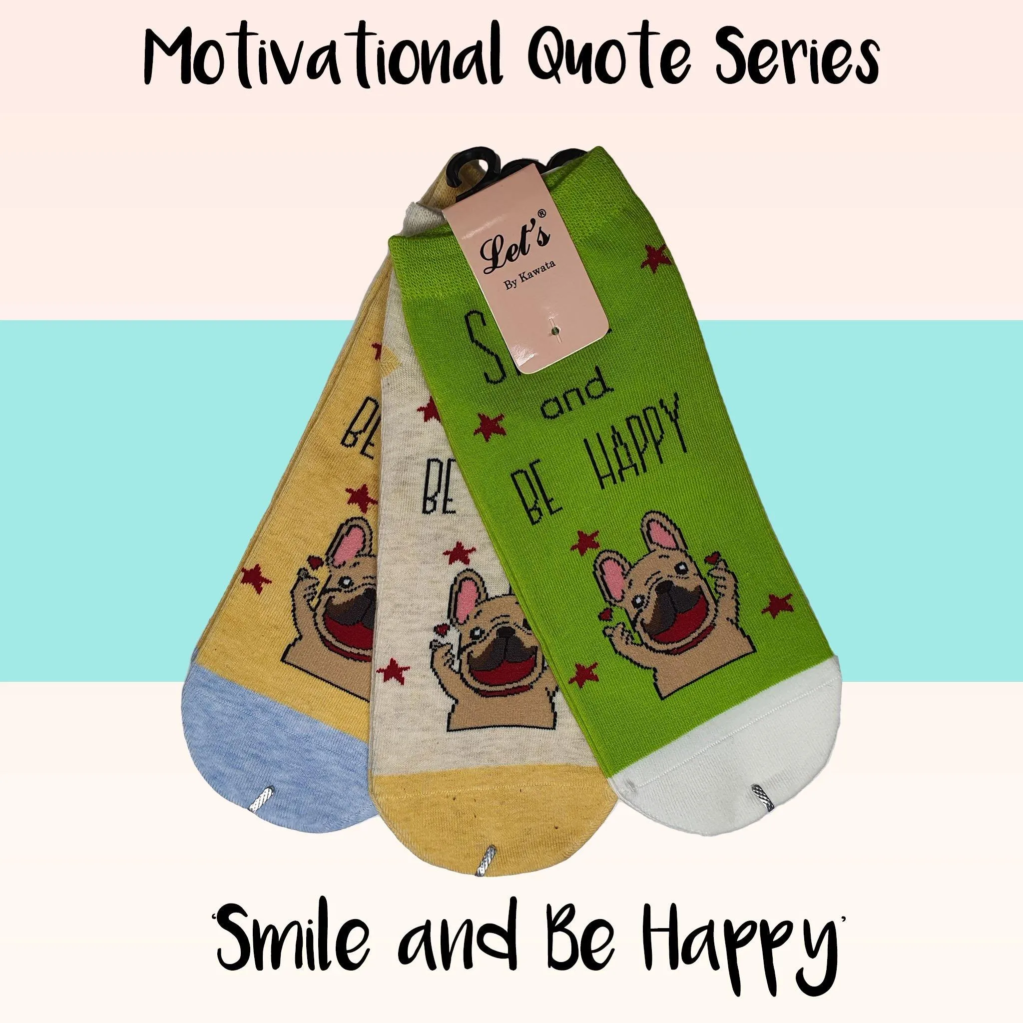 Motivational Quote Series " Smile and Be Happy " Casual Ankle Socks