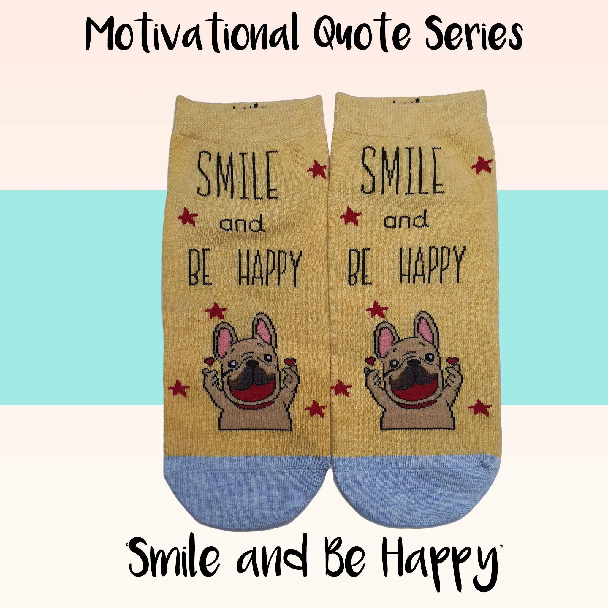 Motivational Quote Series " Smile and Be Happy " Casual Ankle Socks