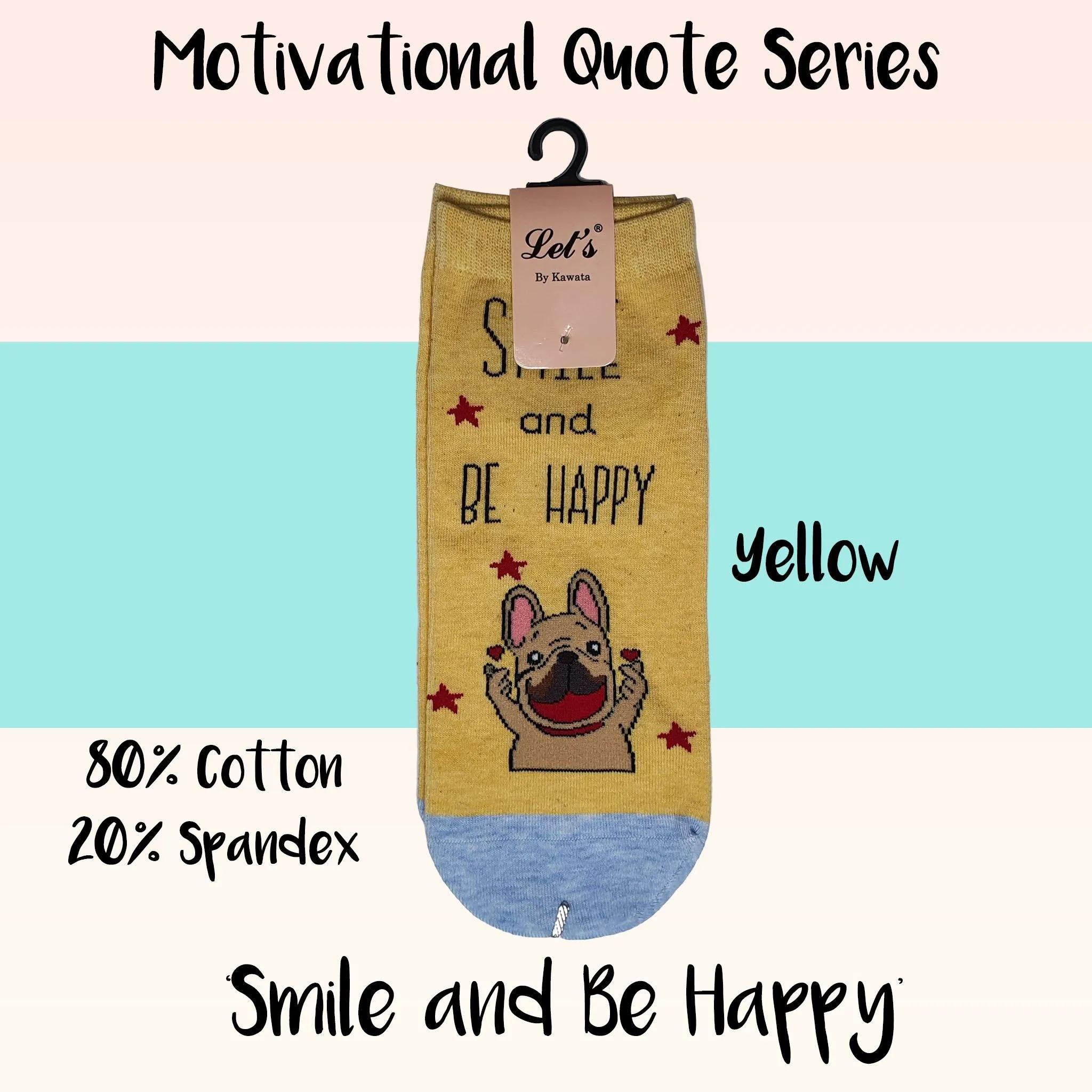 Motivational Quote Series " Smile and Be Happy " Casual Ankle Socks