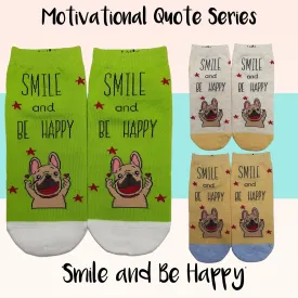 Motivational Quote Series " Smile and Be Happy " Casual Ankle Socks