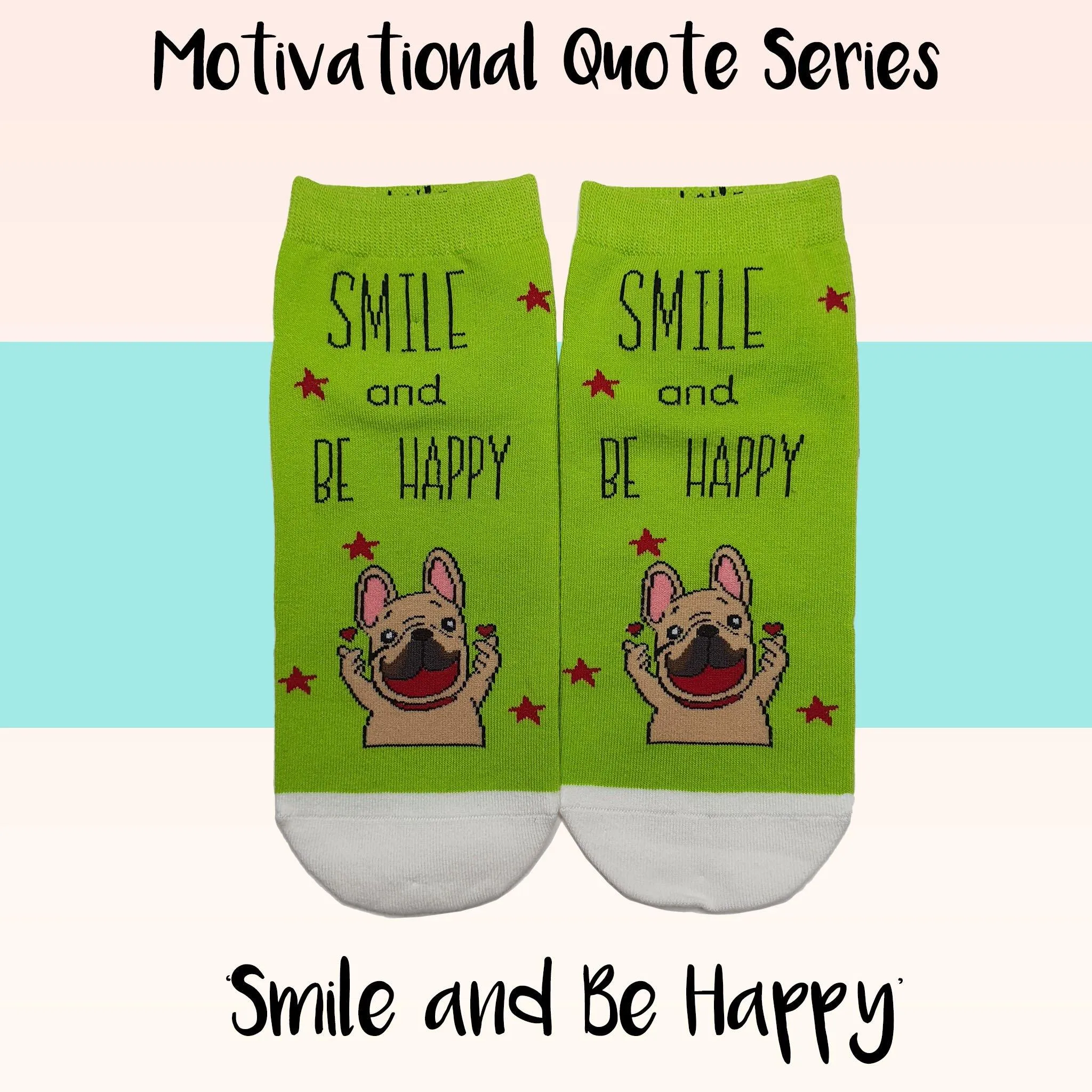 Motivational Quote Series " Smile and Be Happy " Casual Ankle Socks