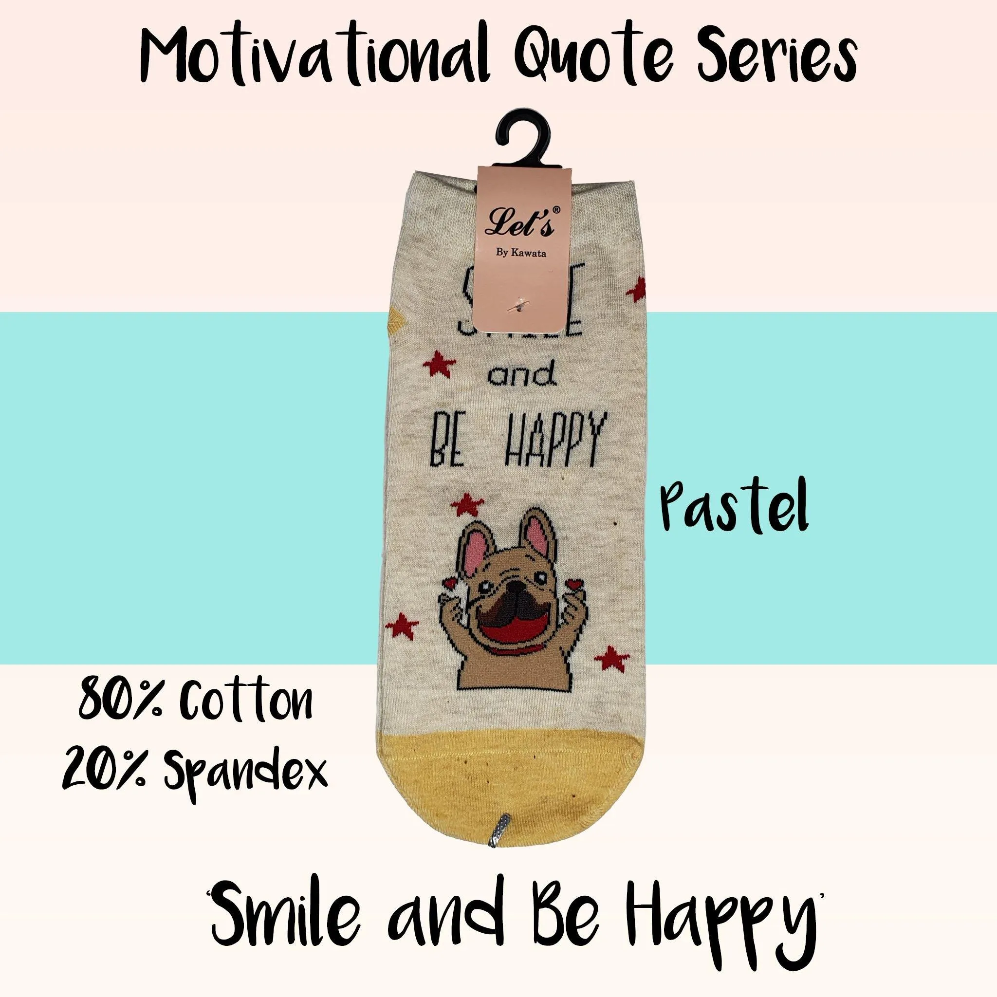 Motivational Quote Series " Smile and Be Happy " Casual Ankle Socks