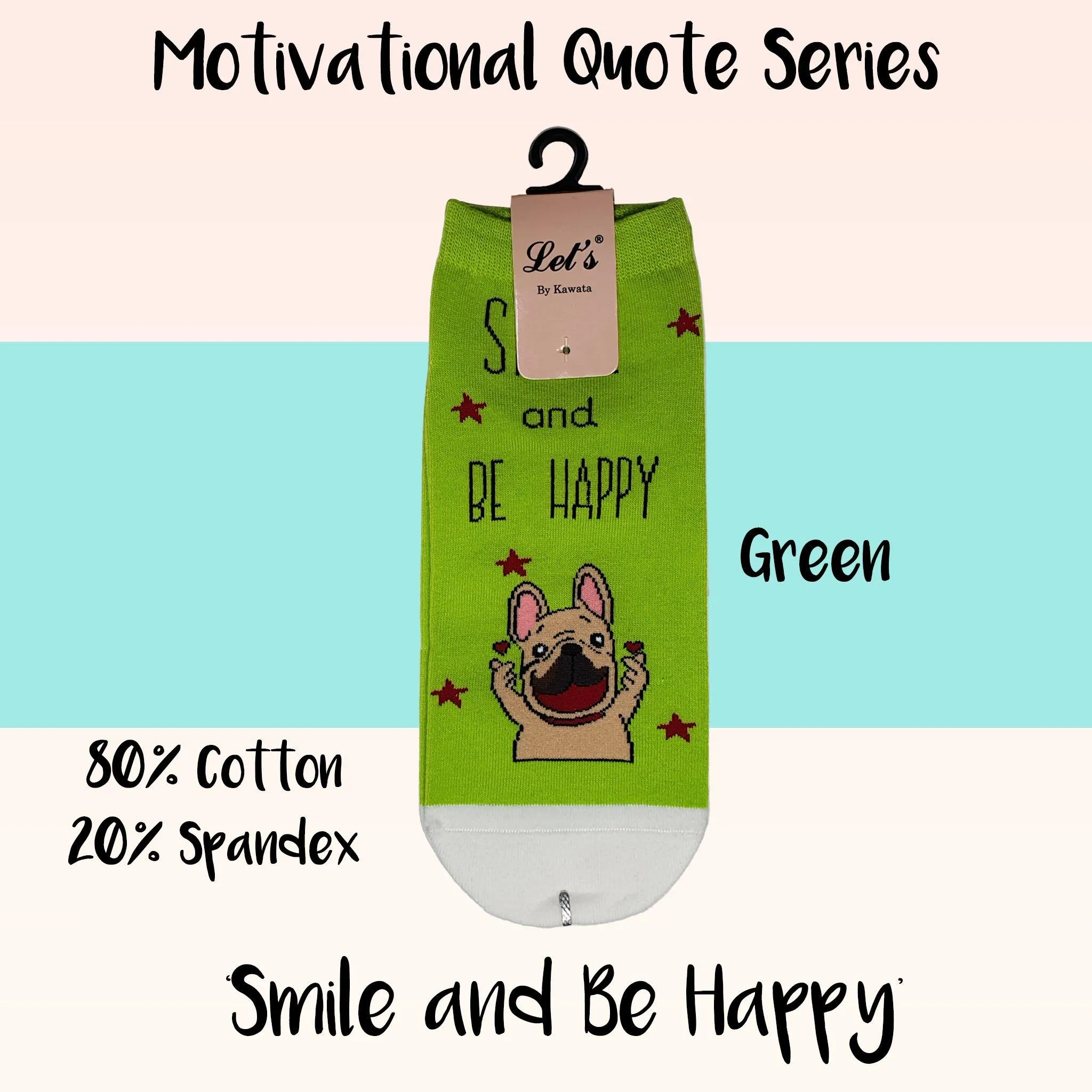 Motivational Quote Series " Smile and Be Happy " Casual Ankle Socks