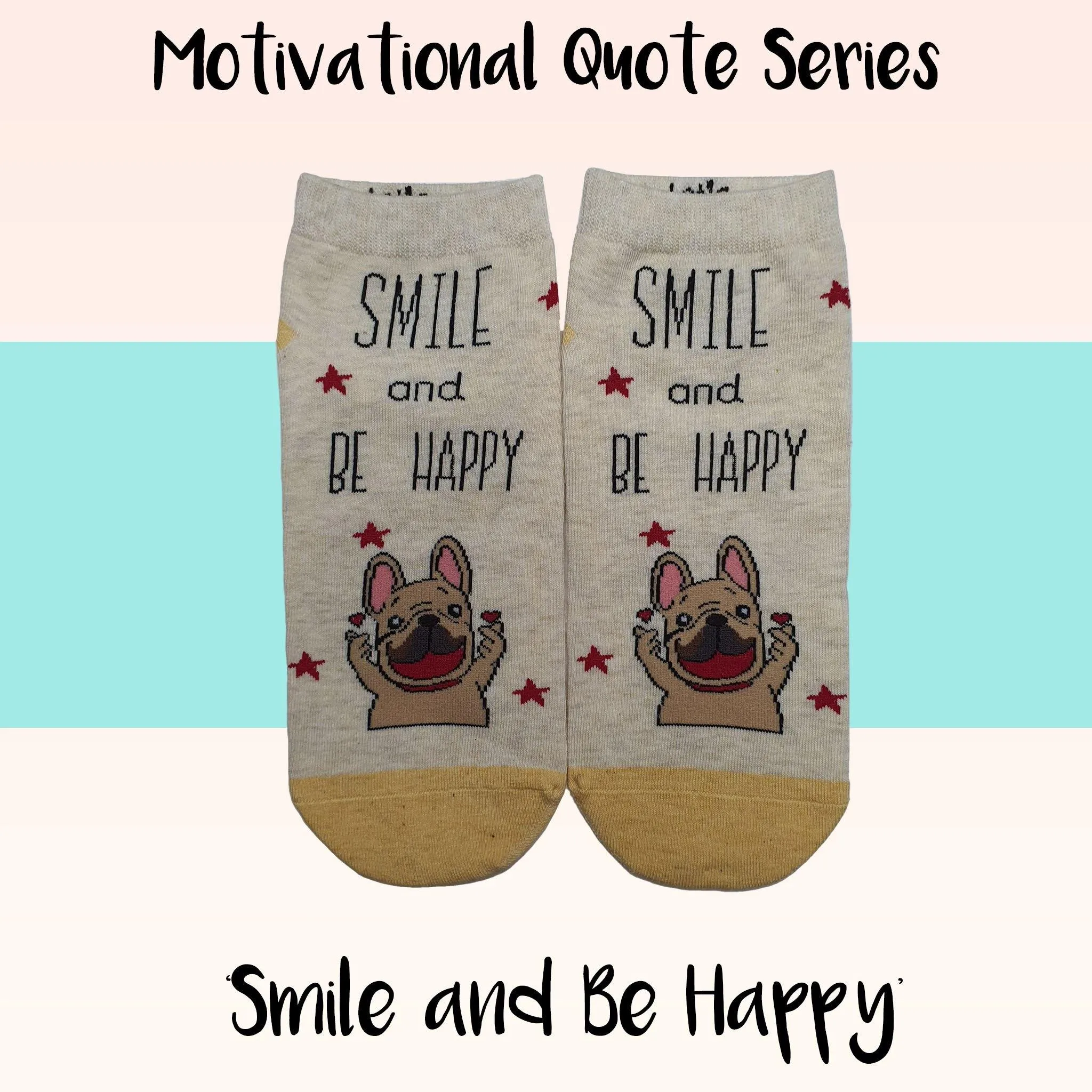 Motivational Quote Series " Smile and Be Happy " Casual Ankle Socks