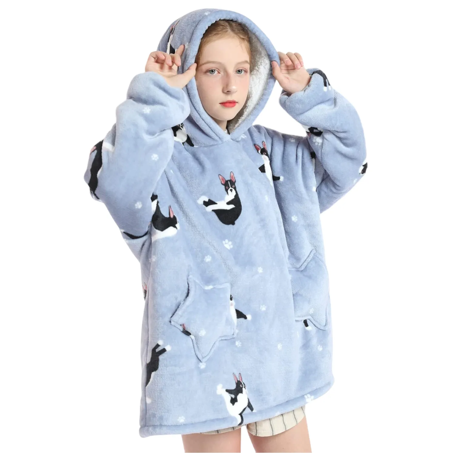 My Snuggy - Kids French Bulldog Yoga Lover Hoodie Blanket