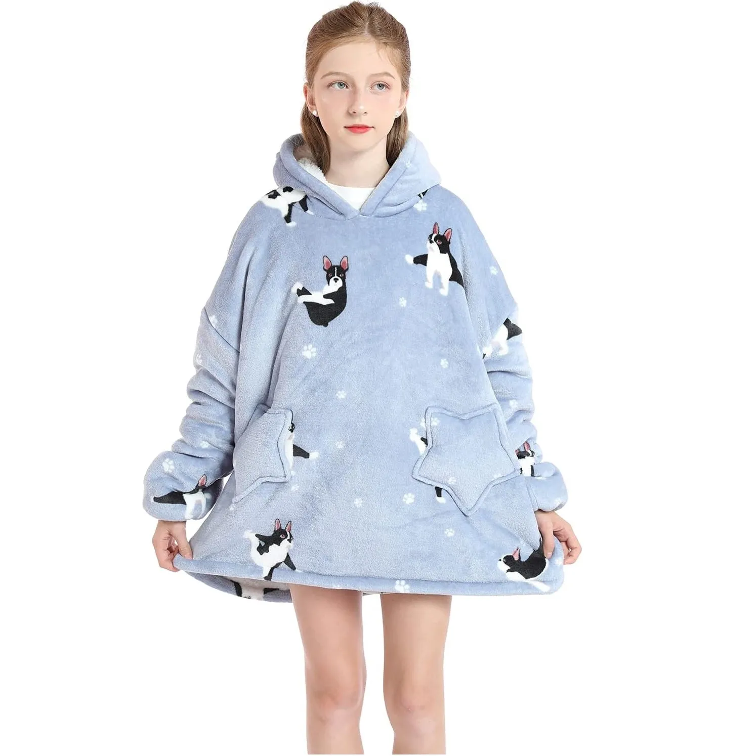 My Snuggy - Kids French Bulldog Yoga Lover Hoodie Blanket