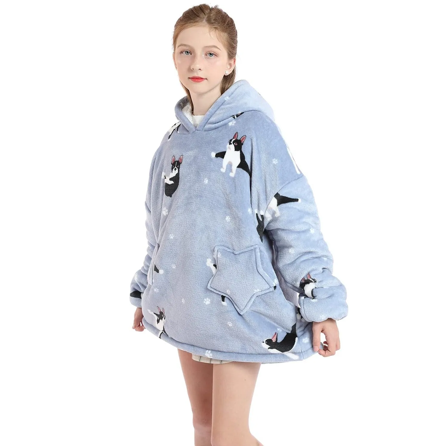 My Snuggy - Kids French Bulldog Yoga Lover Hoodie Blanket