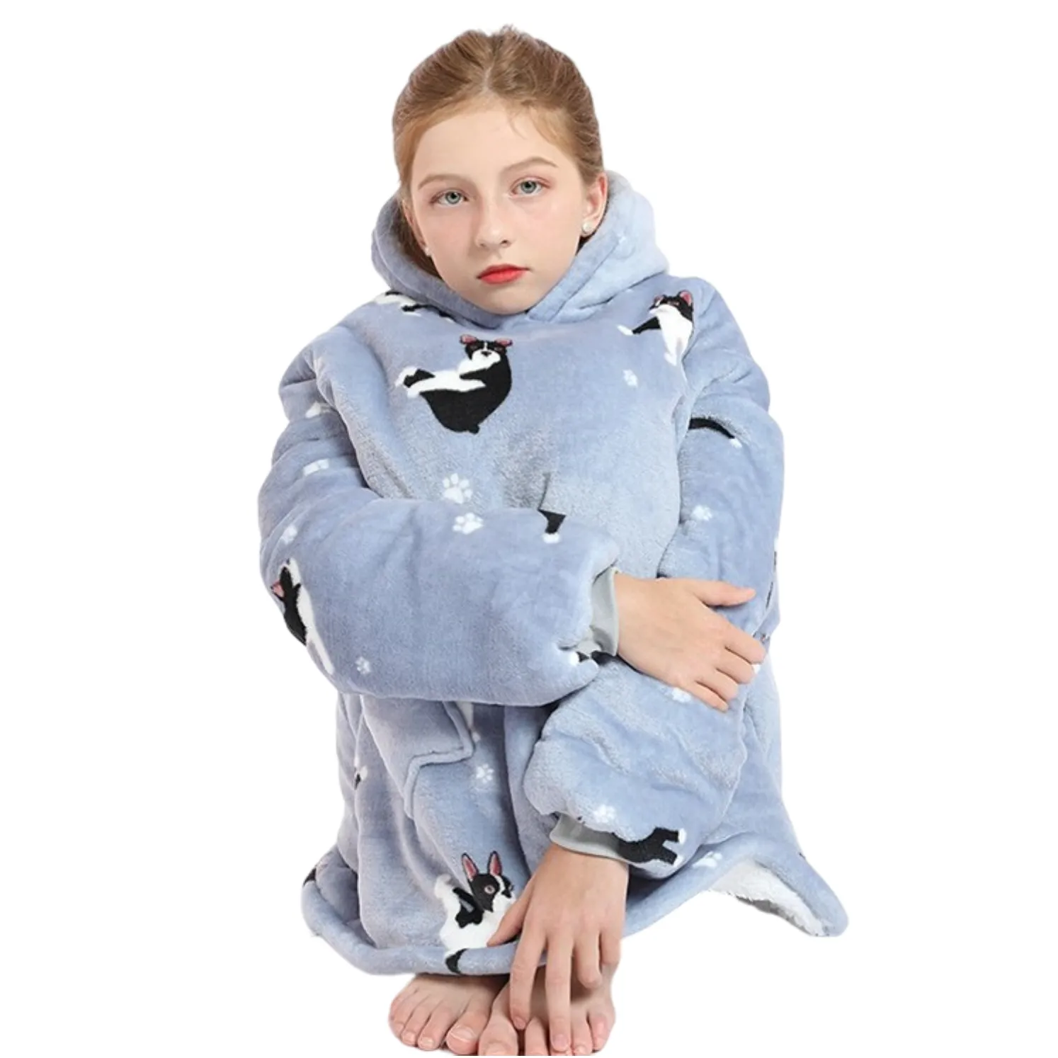 My Snuggy - Kids French Bulldog Yoga Lover Hoodie Blanket