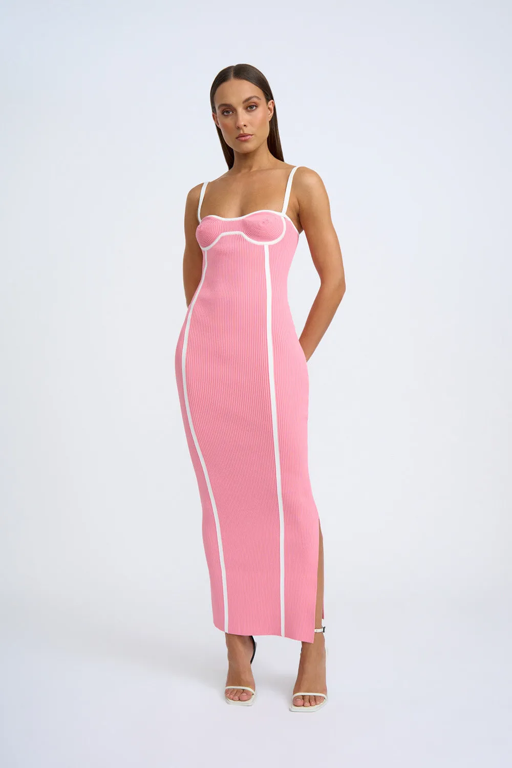 Nautilus Swirl Knit Midi Dress | Final Sale - Pink Ivory