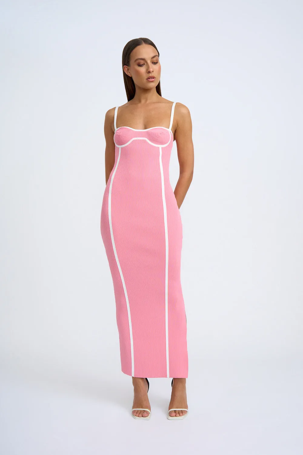 Nautilus Swirl Knit Midi Dress | Final Sale - Pink Ivory