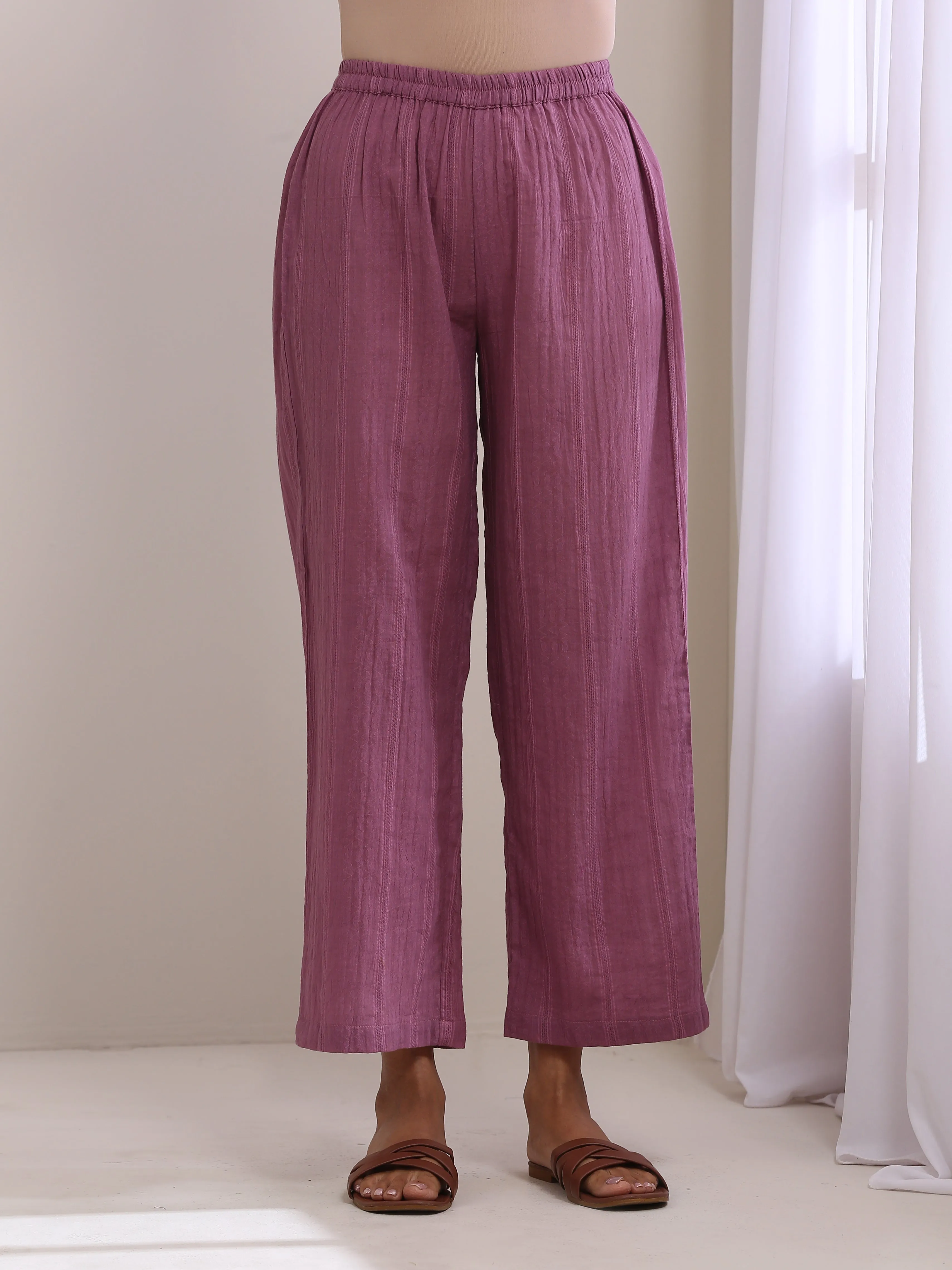 Onion Pink Dobby Angrakha Pant Set