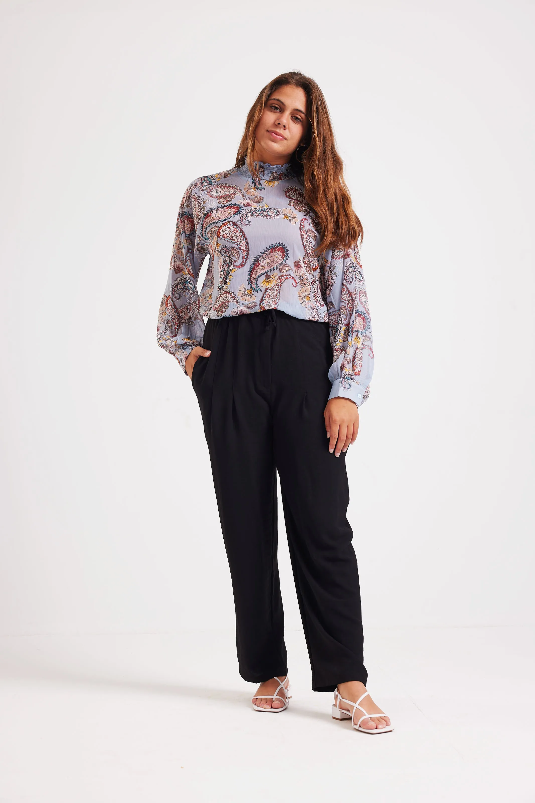 PAISLEY CHIFFON BLOUSE - LILAC