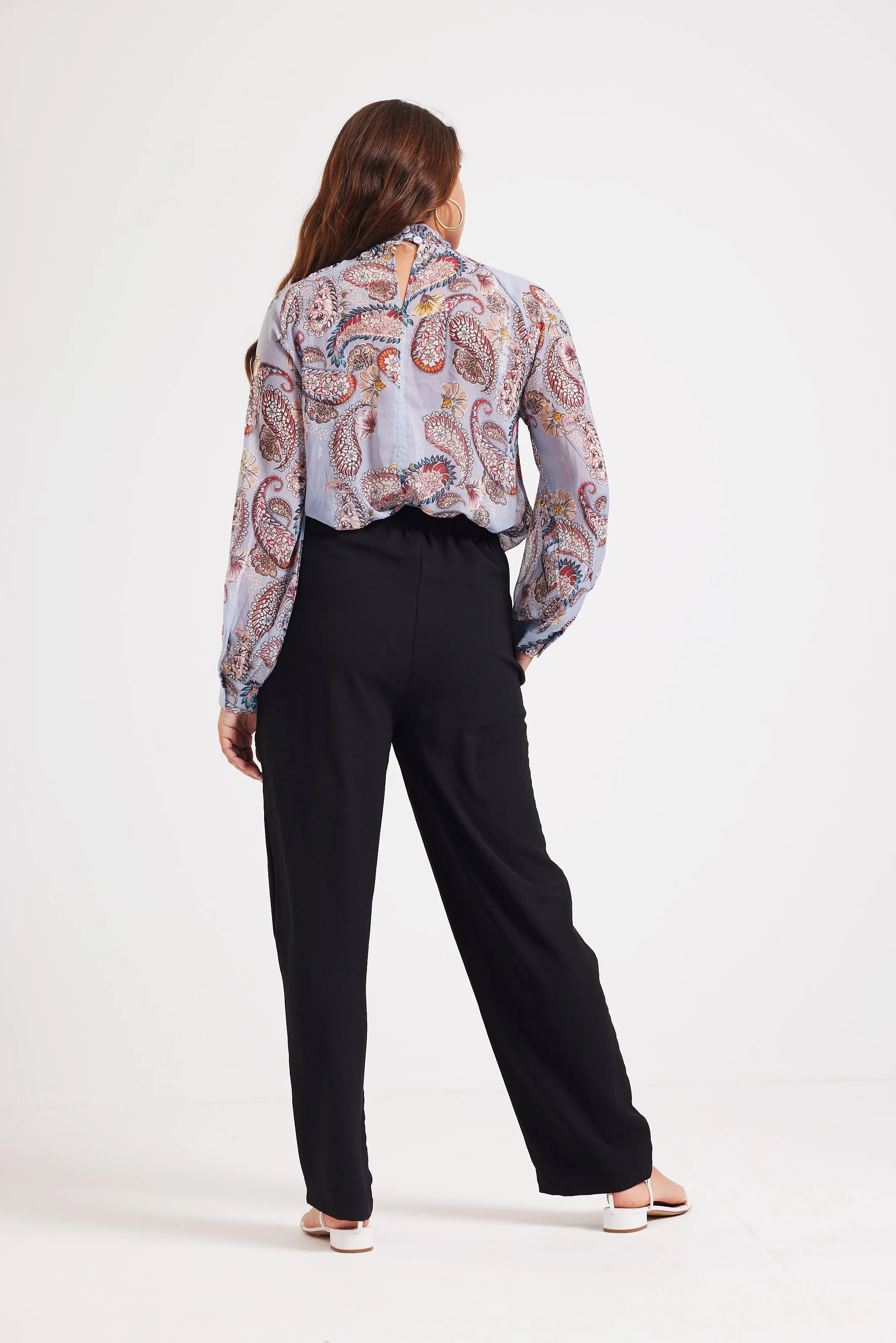 PAISLEY CHIFFON BLOUSE - LILAC