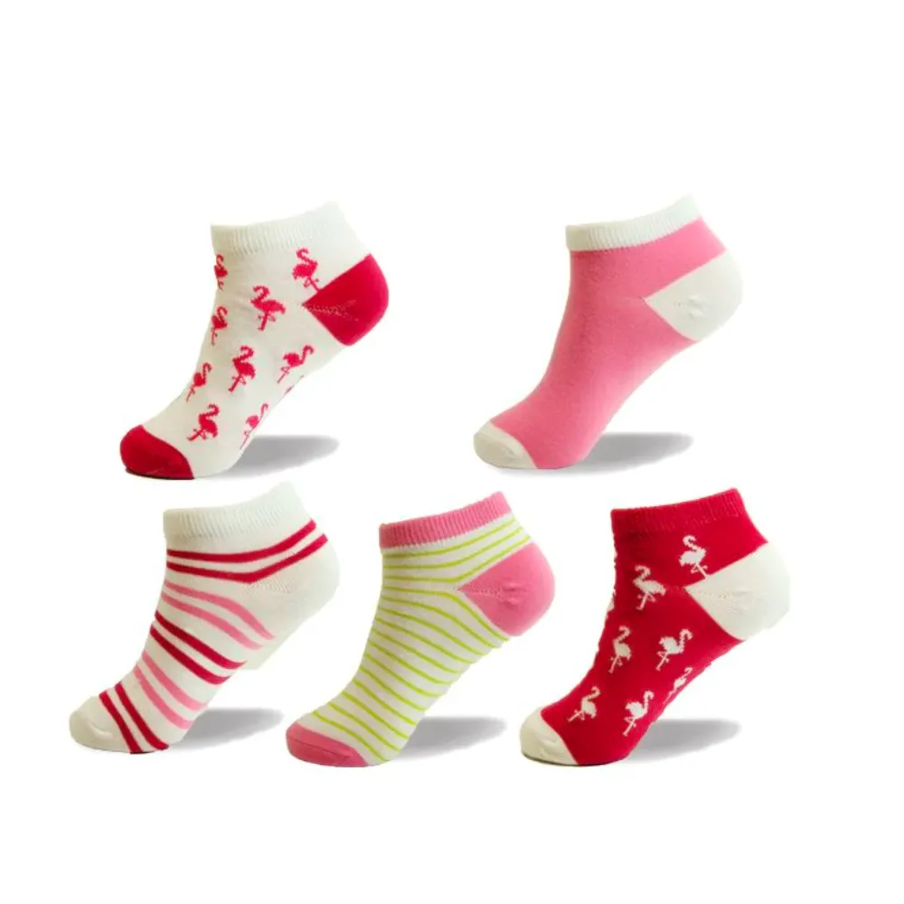 "Flamingo" Kid's Assorted Ankle Socks 5PK by Point Zero