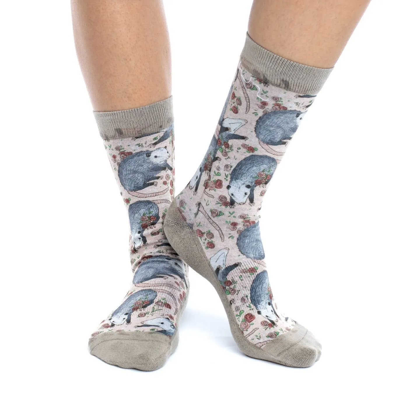 "Opossum" Crew Socks by Good Luck Sock - Medium