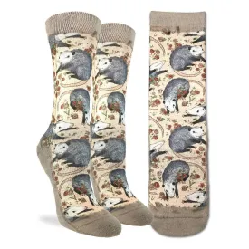 "Opossum" Crew Socks by Good Luck Sock - Medium