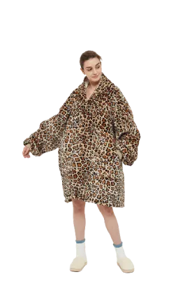 Snuggly™ Oversized Leopard Print Blanket Hoodie