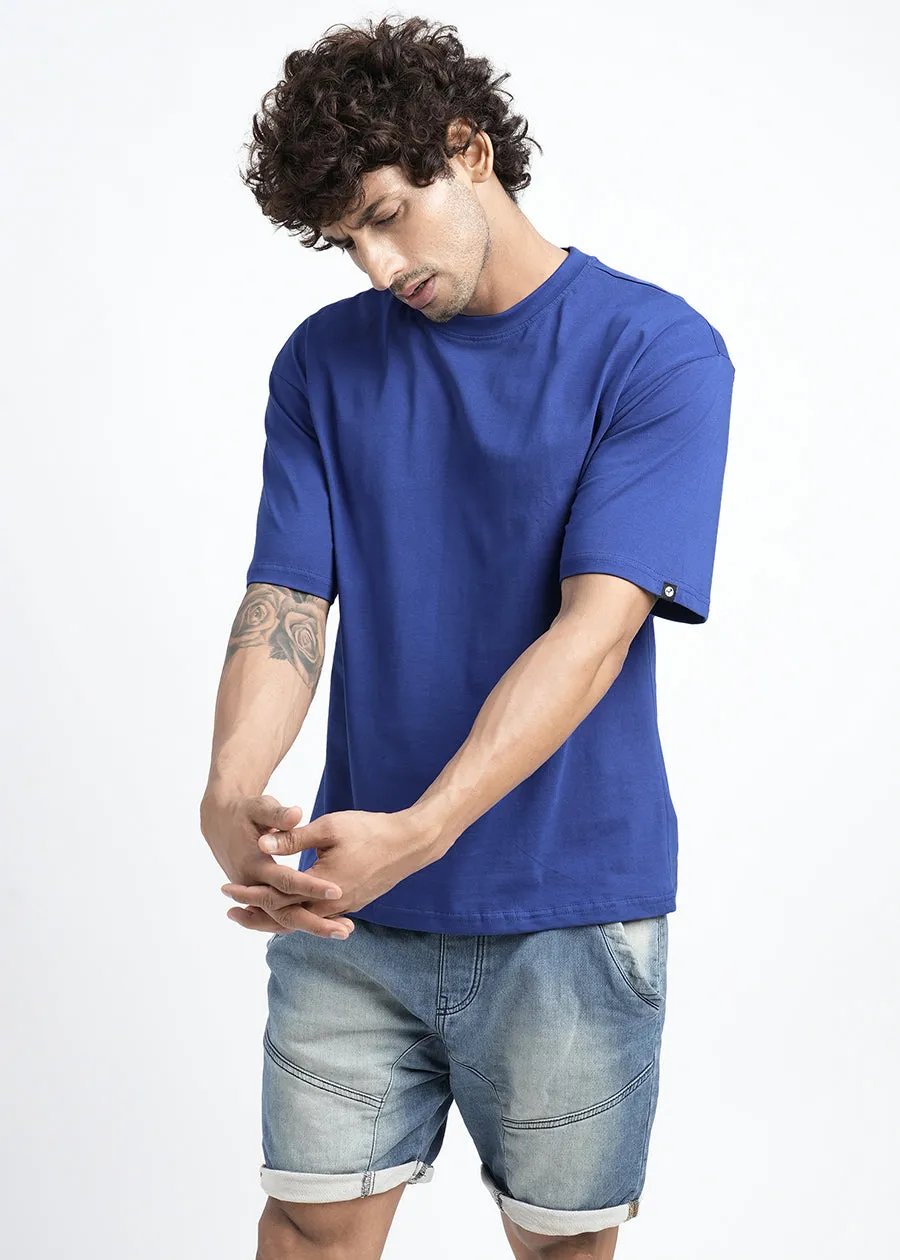 Solid Men Oversized T-Shirt - Blue