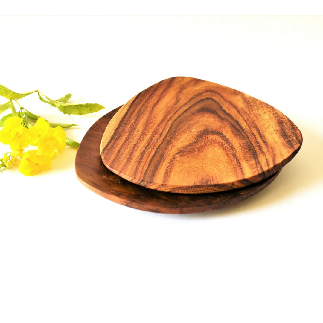 Triangle hand-turned wooden plate