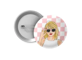 Tween Accessories | Taylor Swift Button- Pink Checker | The Babe Co