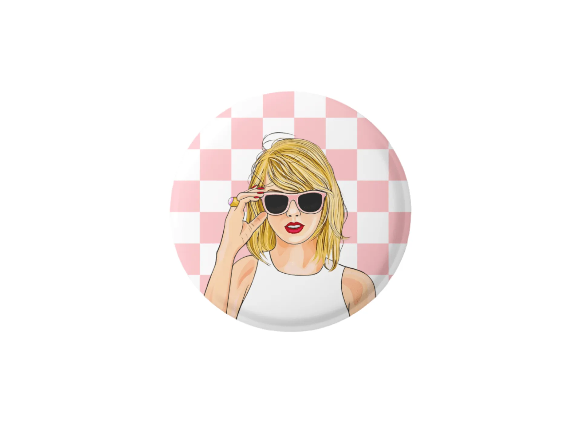 Tween Accessories | Taylor Swift Button- Pink Checker | The Babe Co