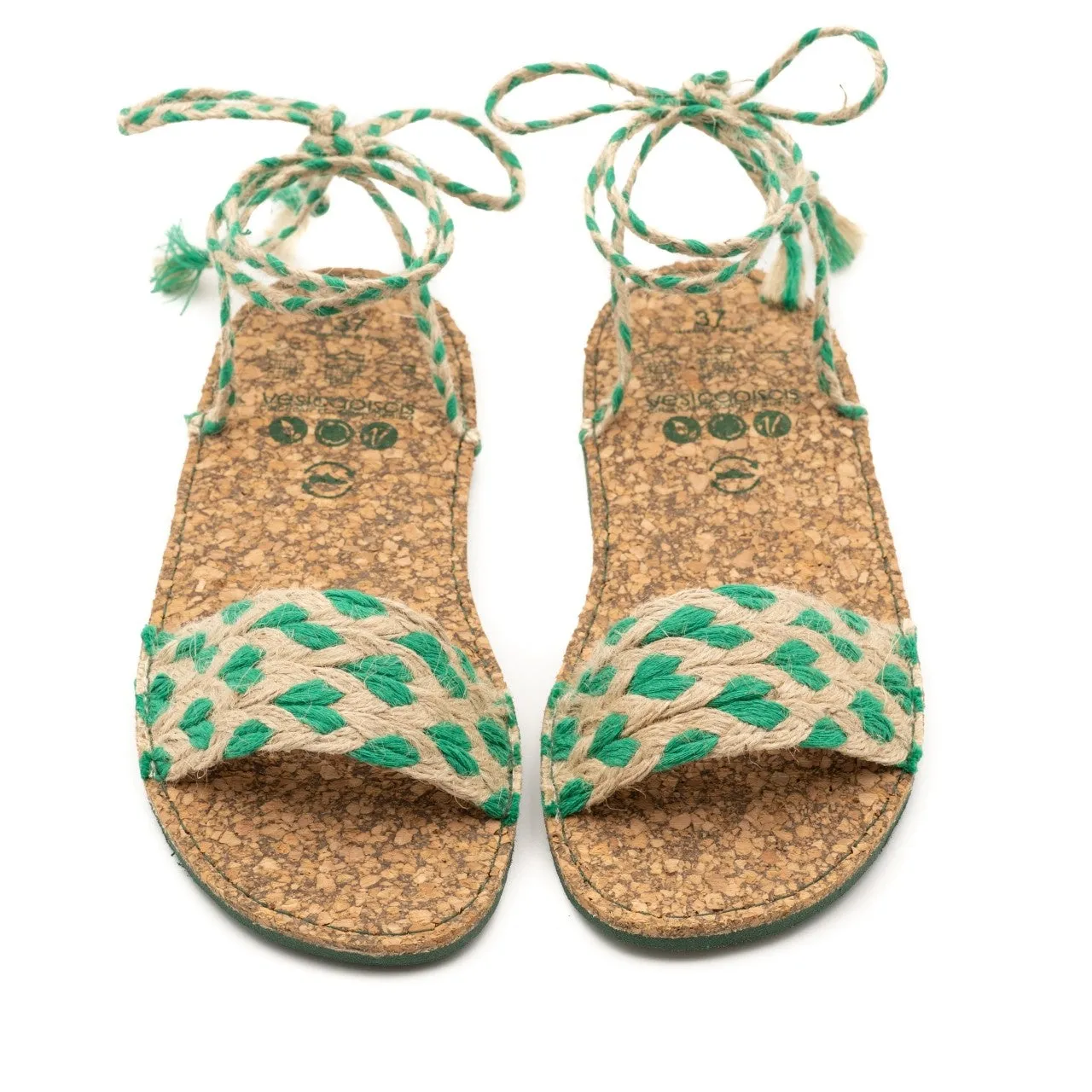 Vegan jute sandal green ANG003