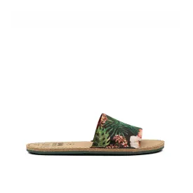 Vegan sandal black flowers BEA019